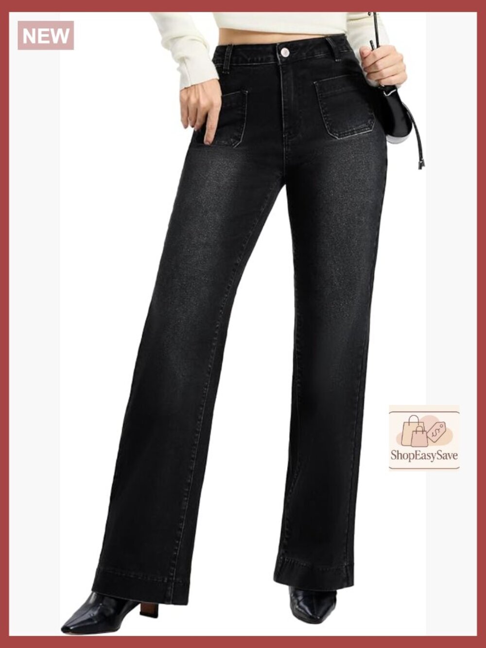 Wide Leg Jeans High Waisted Stretchy Straight Loose Denim Tall Pockets